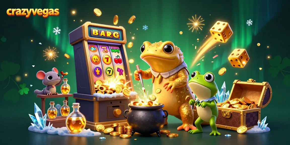 Play thrilling casino games at crazyvegas with a vibrant illustration showcasing exciting jackpots and game elements.