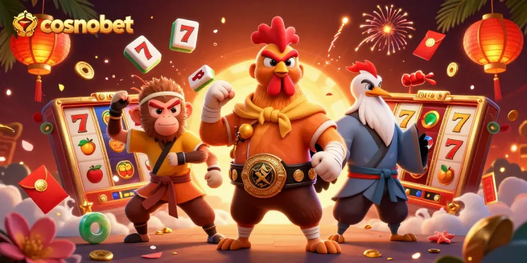 Experience the thrill of cosmobet with a vibrant casino scene featuring dynamic game elements and colorful characters.