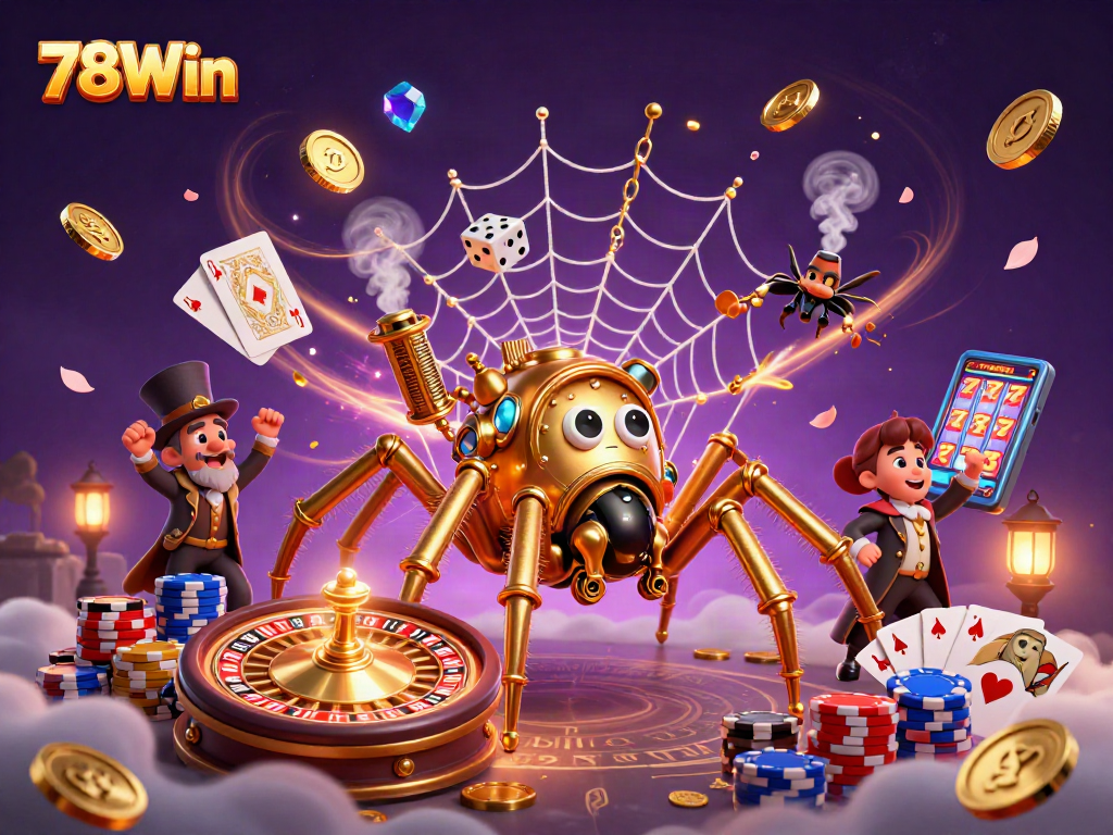 Experience thrills at 78Win with a captivating steampunk casino adventure illustration.