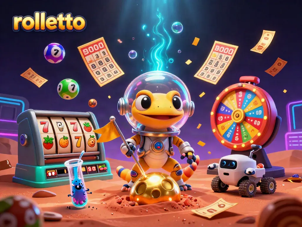 rolletto offers a thrilling casino experience with a Martian gecko exploring treasures.
