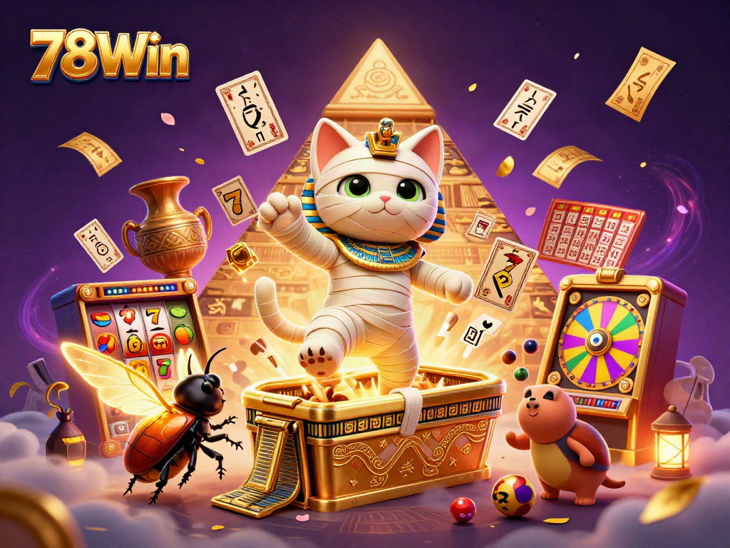 Experience the thrill of 78Win with vibrant casino elements bursting from a dynamic scene.