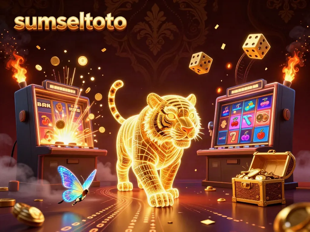 Engage in thrilling gameplay with sumseltoto's colorful casino scene bursting with excitement.